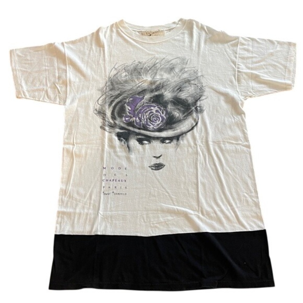 Danhilo Paris Vintage 90's Woman‎ Lady Purple Rose T Shirt M/L